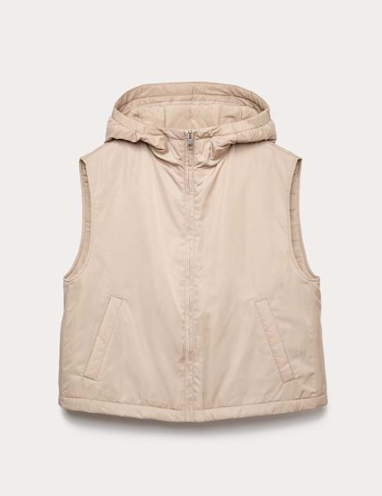 Padded Hooded Cropped Gilet