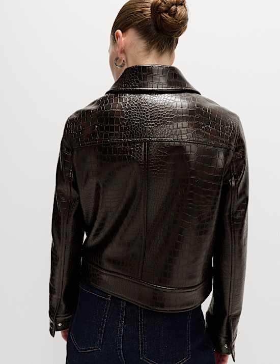 Veste Harrington en similicuir croc