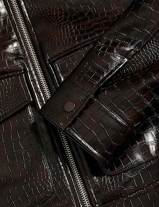 Veste Harrington en similicuir croc