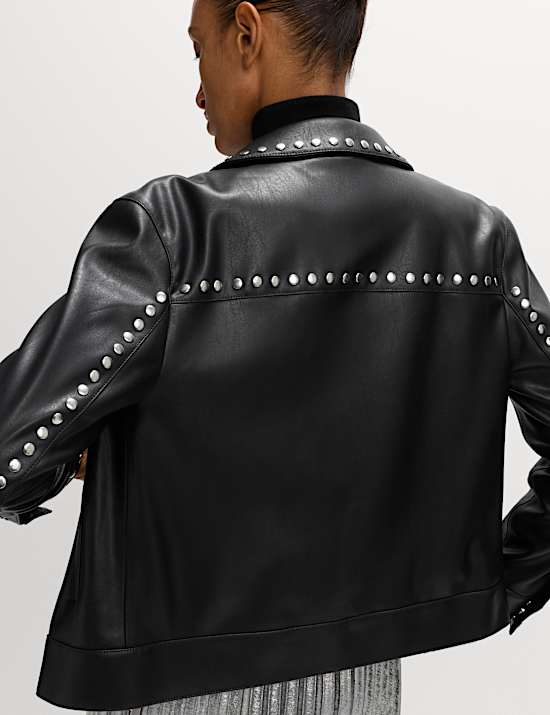Veste Harrington en similicuir à clous