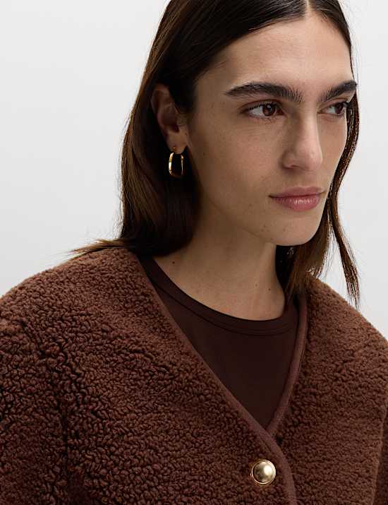 Borg Gold Button Relaxed Jacket