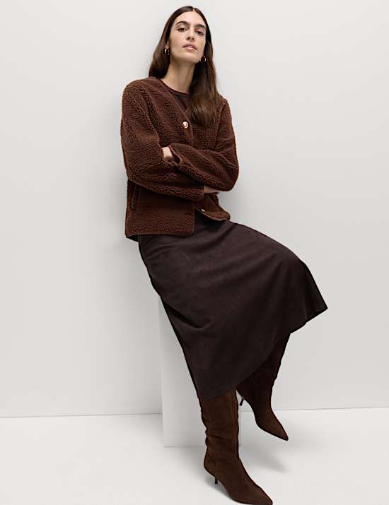 Borg Gold Button Relaxed Jacket