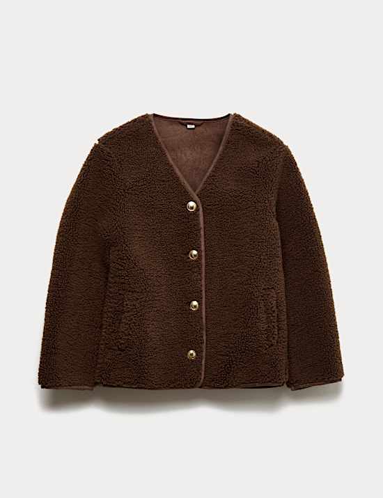 Borg Gold Button Relaxed Jacket