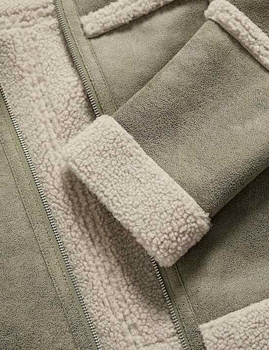 Faux Shearling Aviator Jacket