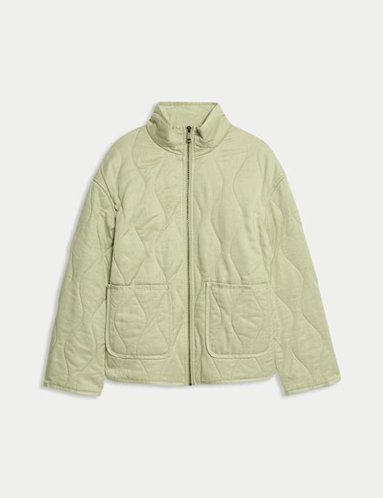 Quilted Funnel Neck Jacket