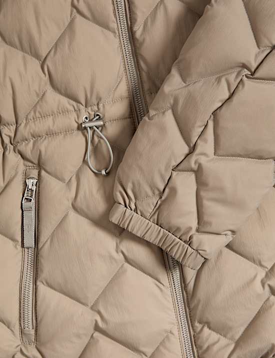 Gewatteerd jack met veren en dons en zigzagmotief