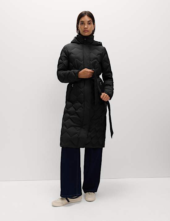 Feather & Down Quilted Zig Zag Coat