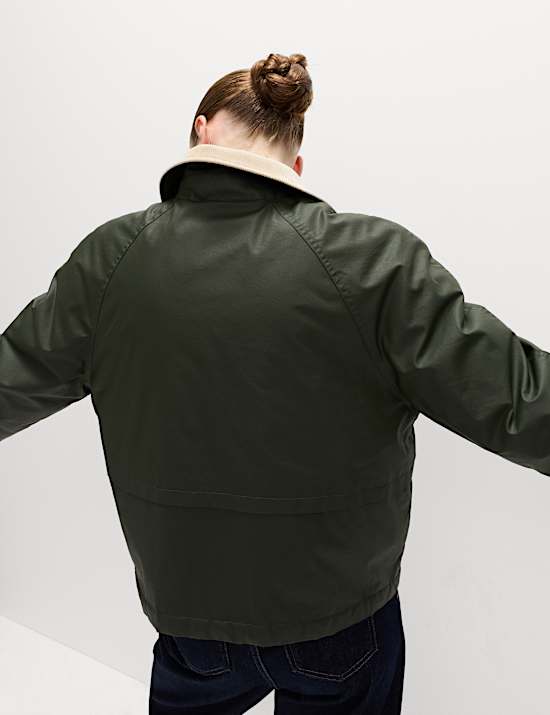 Waxed Look Short Utility Jacket