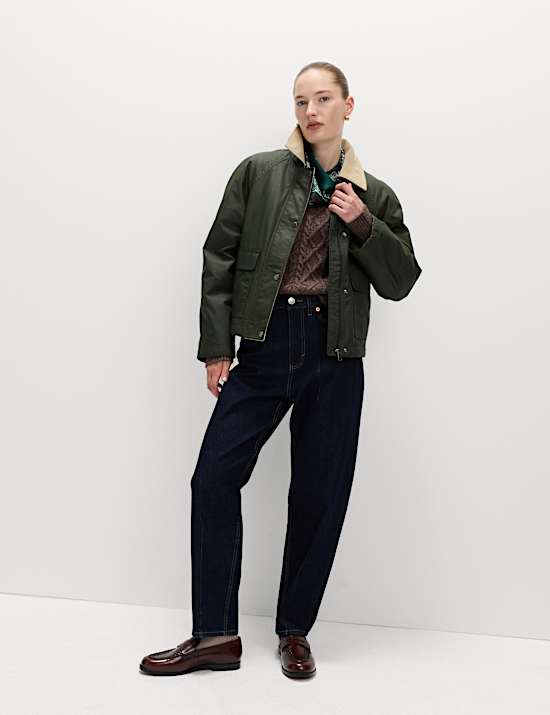 Waxed Look Short Utility Jacket