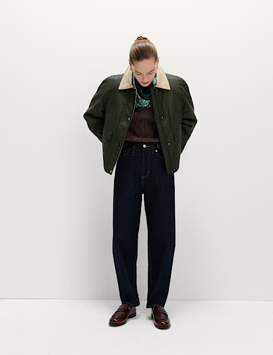 Waxed Look Short Utility Jacket