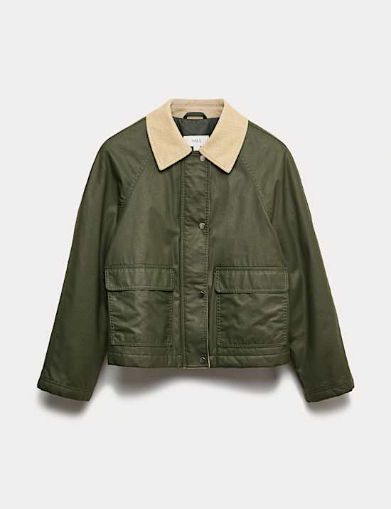 Waxed Look Short Utility Jacket