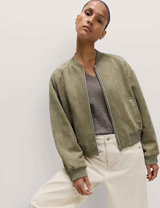 Suedette Lightweight Bomber Jacket