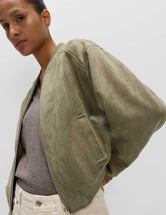 Suedette Lightweight Bomber Jacket