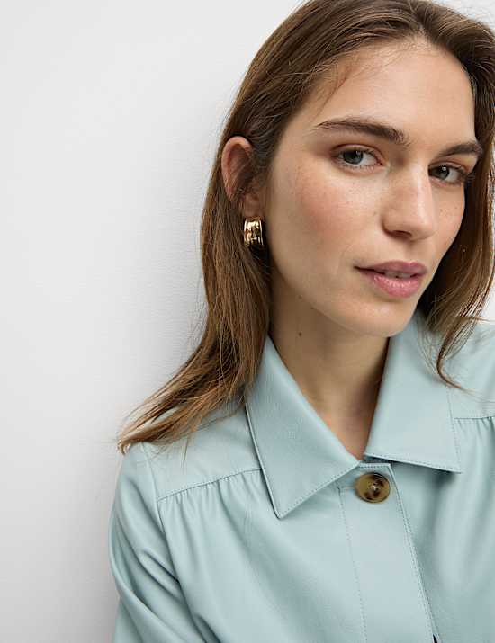 Faux Leather Cropped Jacket