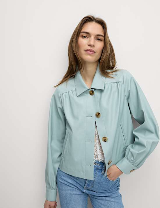 Faux Leather Cropped Jacket