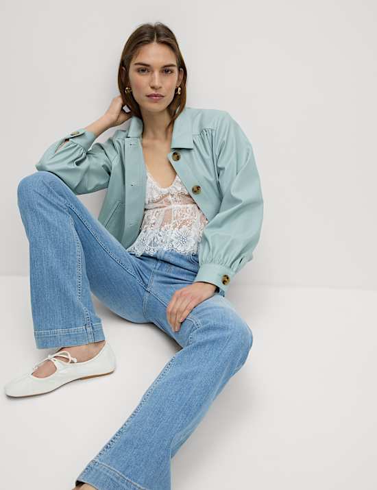 Faux Leather Cropped Jacket