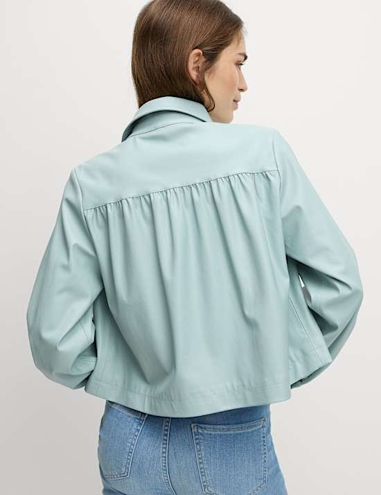 Faux Leather Cropped Jacket