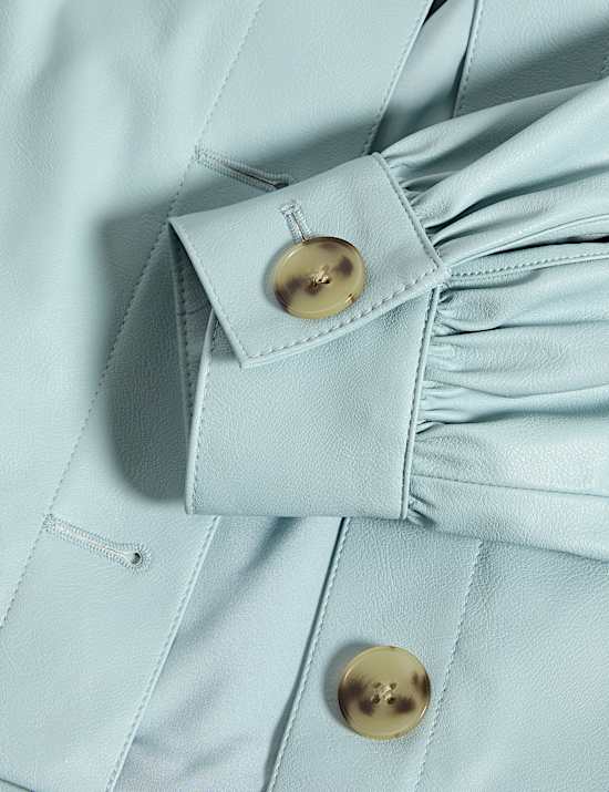 Faux Leather Cropped Jacket