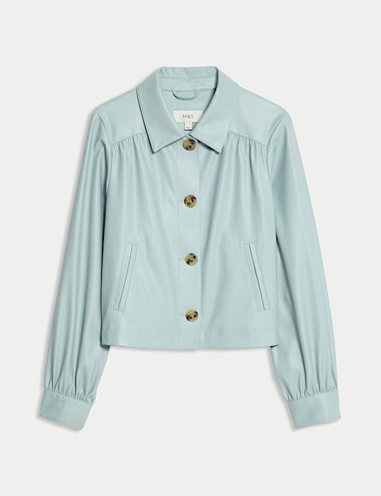 Faux Leather Cropped Jacket