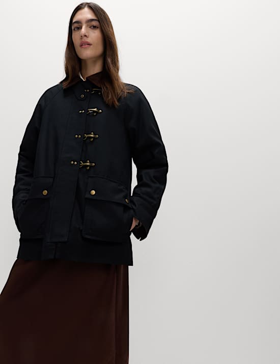 Leichte Jacke aus reiner Baumwolle im Country-Stil mit Schnalle