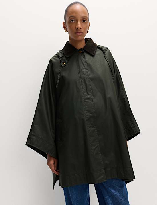 Katoenrijke cape met waxlook en Stormwear™