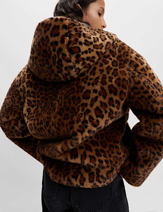 Faux Leather Animal Print Reversible Jacket