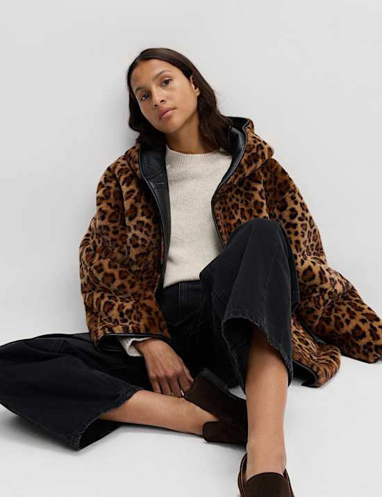 Faux Leather Animal Print Reversible Jacket