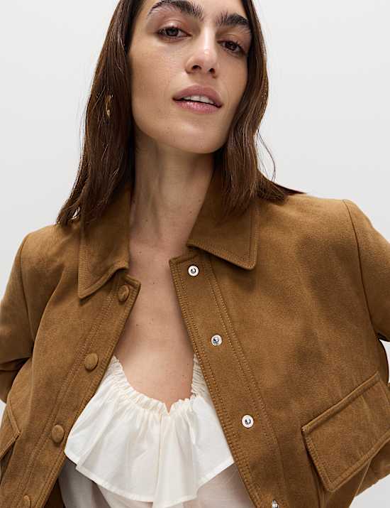 Chaqueta estilo camionero de antelina