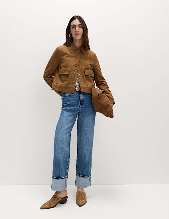 Chaqueta estilo camionero de antelina