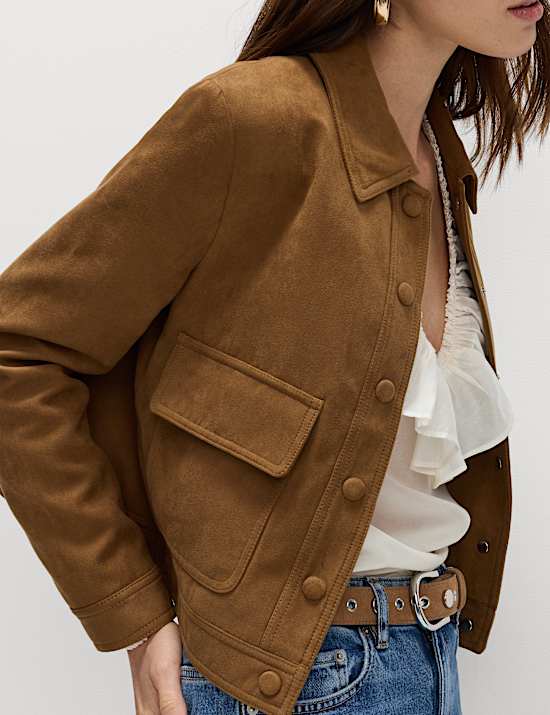 Chaqueta estilo camionero de antelina