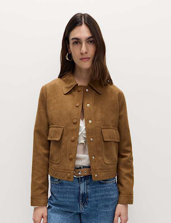 Chaqueta estilo camionero de antelina