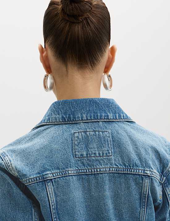 Cotton Lyocell Blend Denim Trucker Jacket