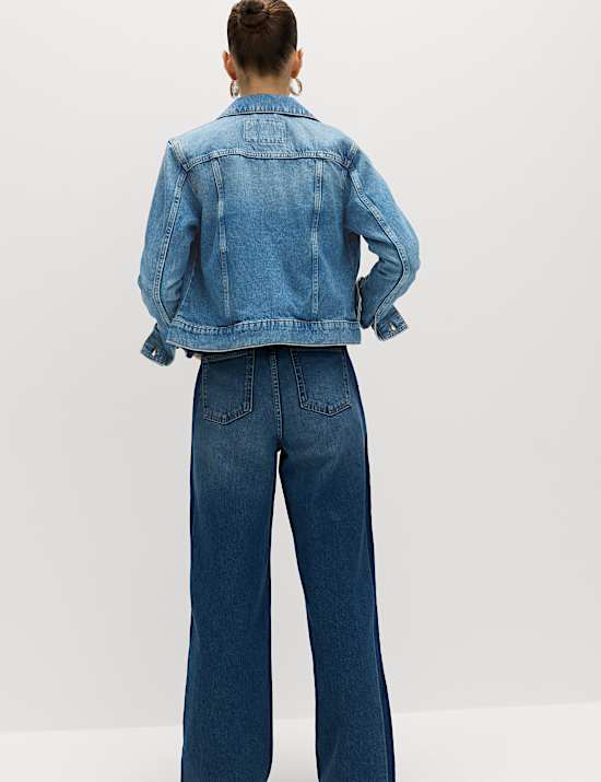 Cotton Lyocell Blend Denim Trucker Jacket