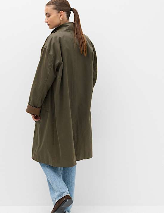 Cotton Rich Waxed Tie Neck Car Coat