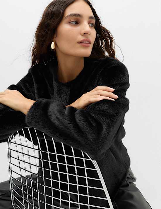 Faux Fur Collarless Jacket