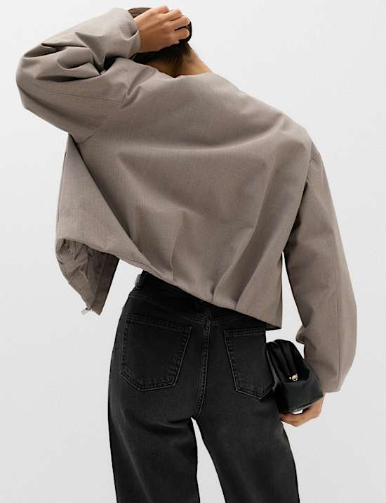 Collarless Bubble Hem Jacket