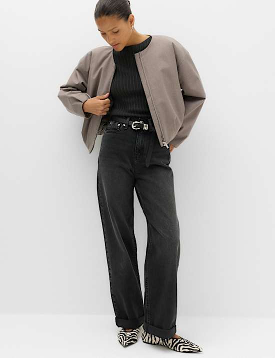 Collarless Bubble Hem Jacket