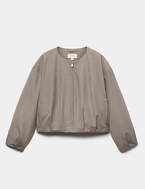 Collarless Bubble Hem Jacket
