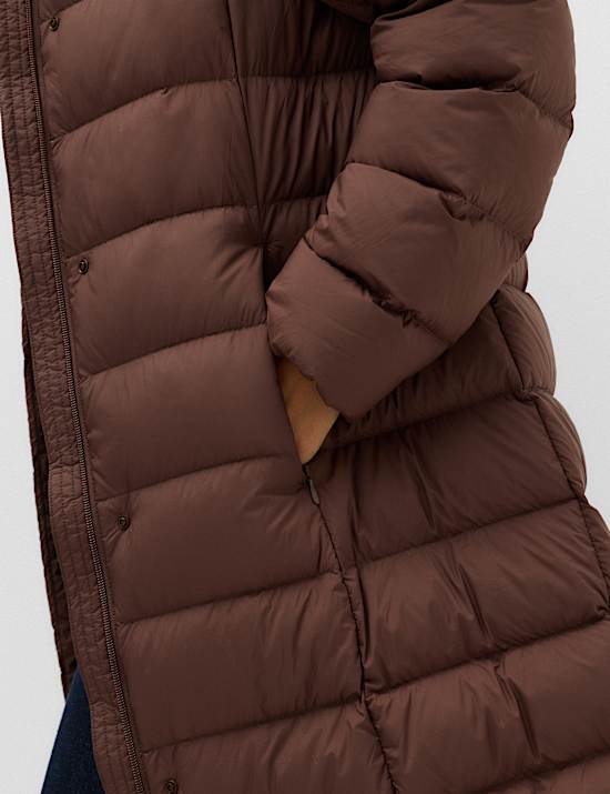 Feather & Down Hooded Padded Longline Coat
