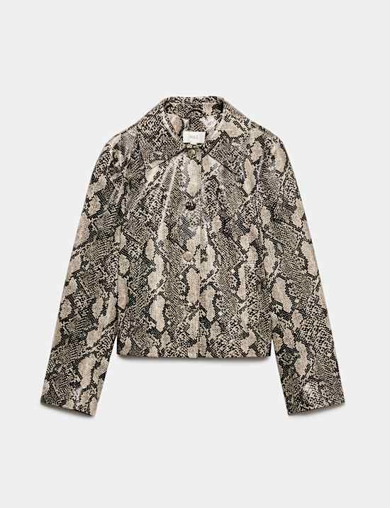 Snakeskin Print Clean Edge Short Jacket