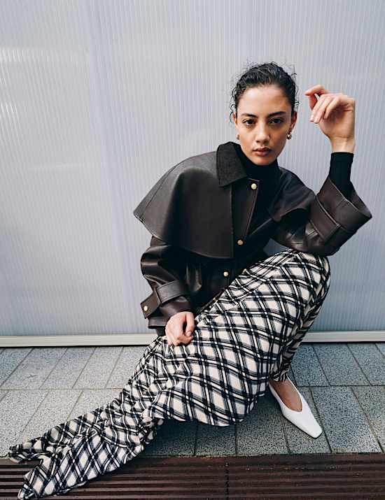 Faux Leather Collared Jacket