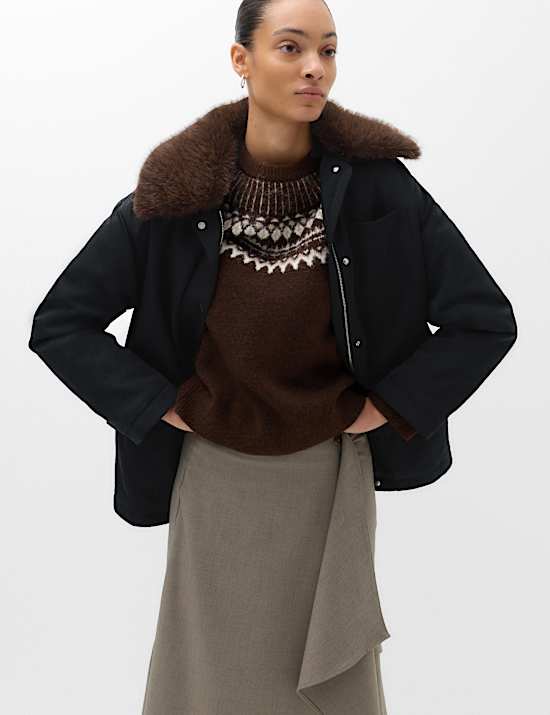 Fur Trim Barn Jacket