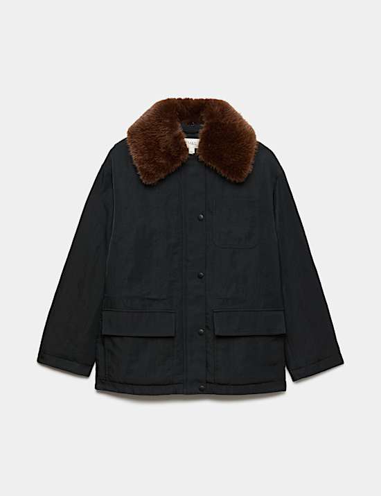 Fur Trim Barn Jacket