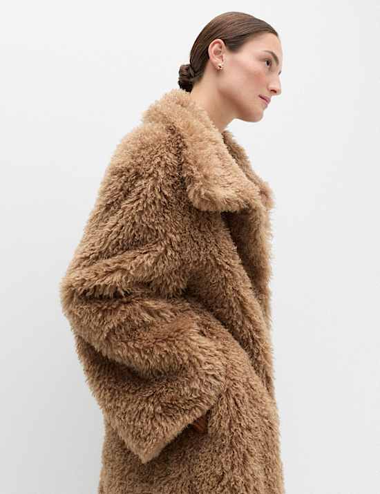 Mongolian Faux Fur Shearling Longline Coat