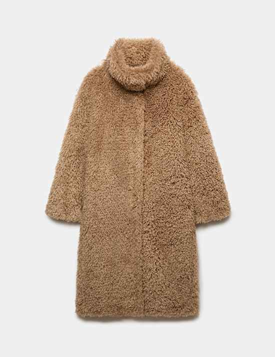 Mongolian Faux Fur Shearling Longline Coat
