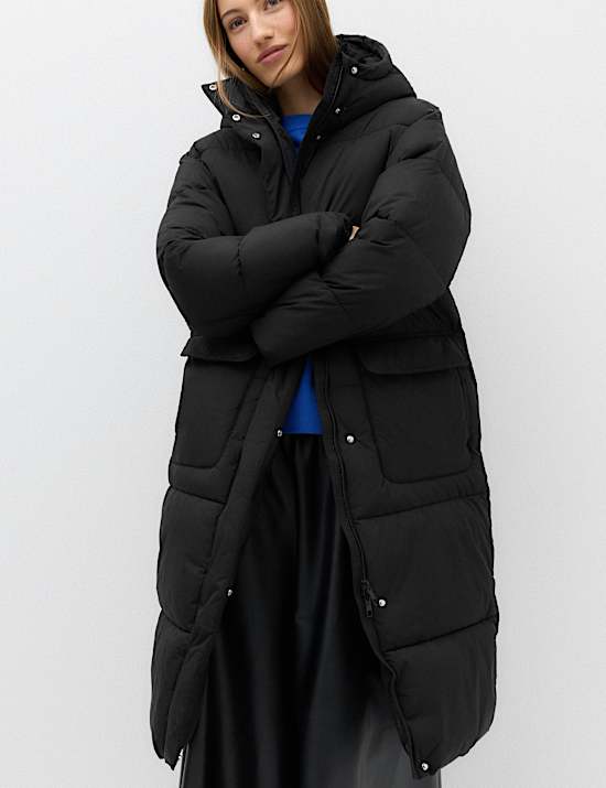 Thermowarmth Padded Hooded Longline Puffer Coat