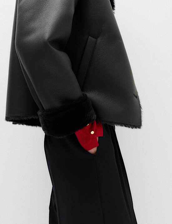 Faux Shearling Aviator Jacket