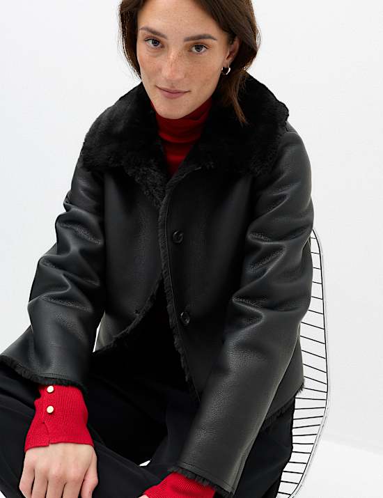 Faux Shearling Aviator Jacket