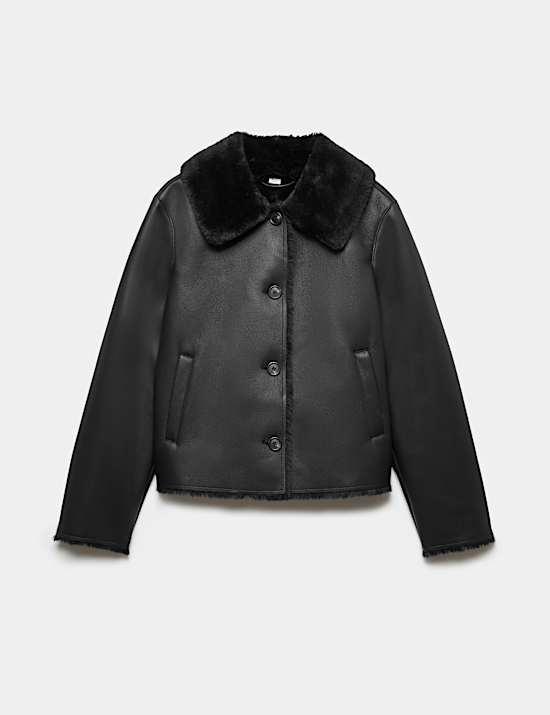 Faux Shearling Aviator Jacket