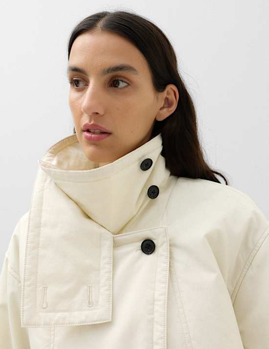 Pure Cotton Thermowarmth Belted Funnel Neck Coat